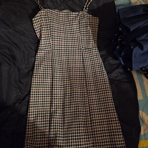 Altar'd State Black and White Houndstooth Midi Dress